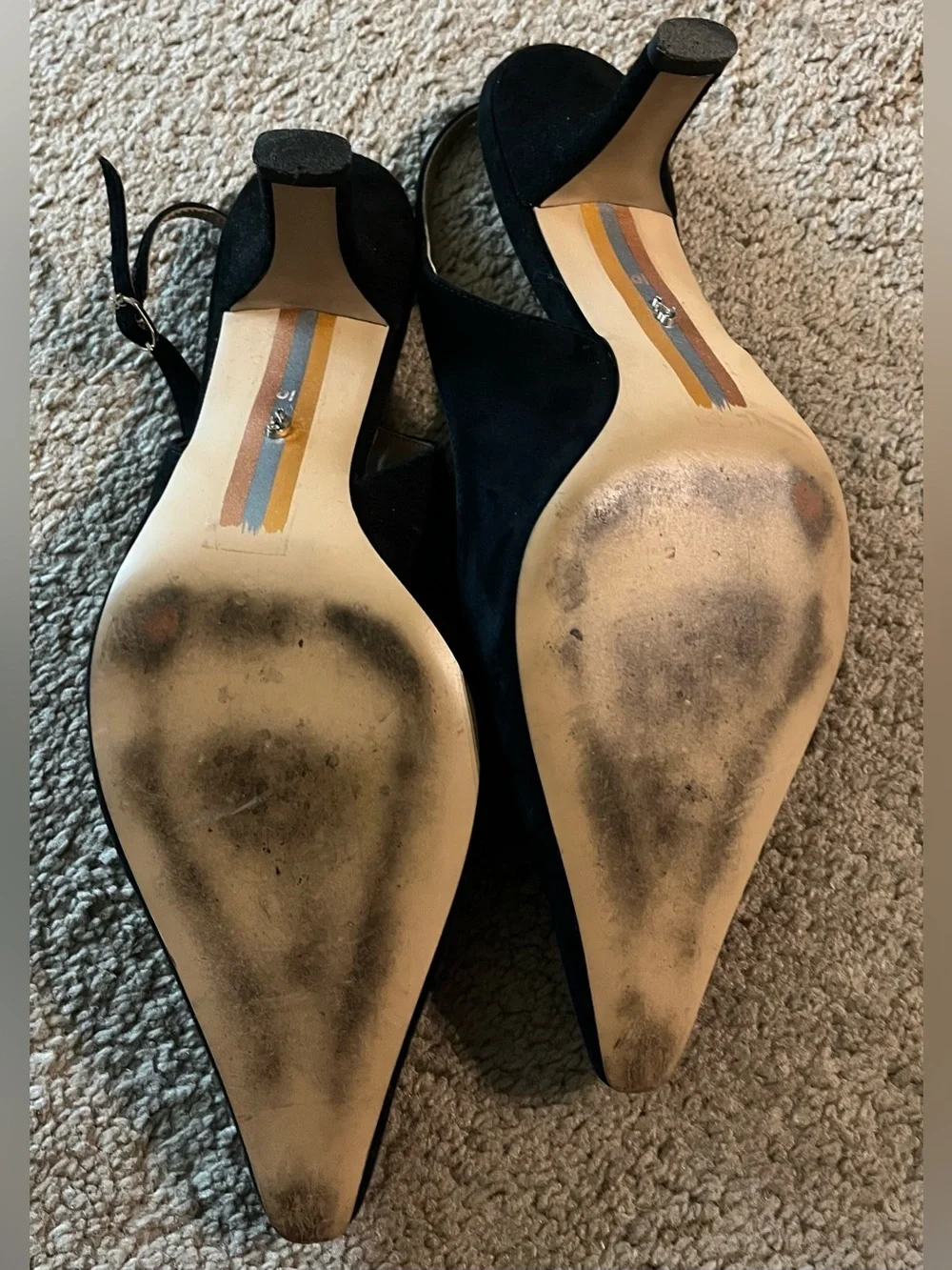 Sam Edelman Bianka Black Suede Pointed Slingback Heels